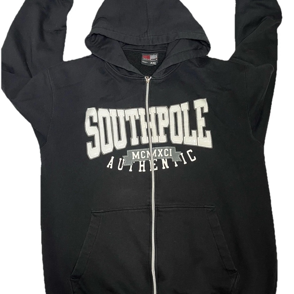 Y2K Black SouthPole zip up hoodie size XXL